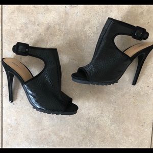 Embossed Synthetic PU Heels W/sawtooth sole